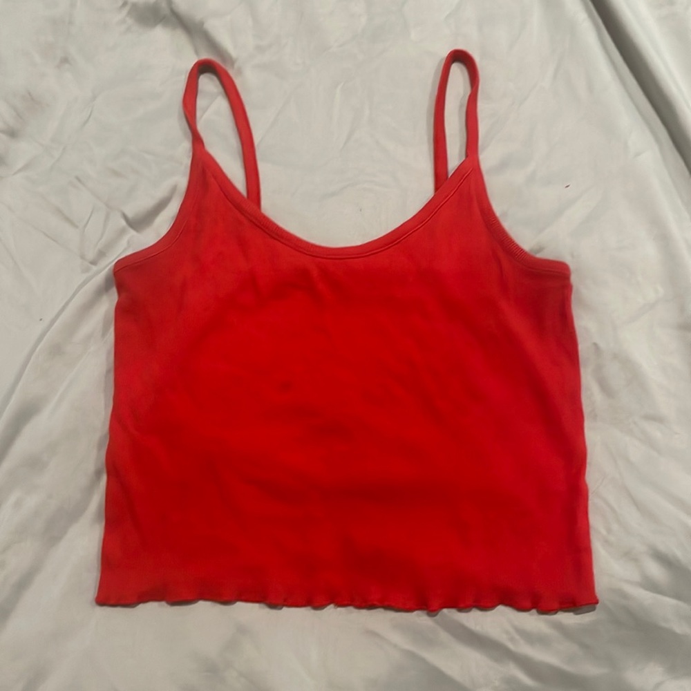 PacSun Red Cropped Lettuce Top